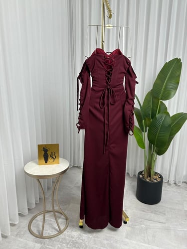 فستان توفي برغندي