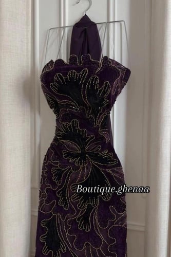 فستان سهره اسود وموف غامق