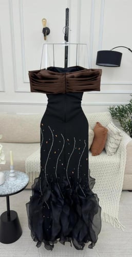 فستان سهره اسود وبني