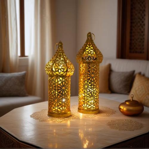 LED فانوس الرياح زينة رمضان للمنزل DIY