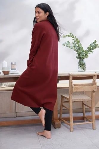 سترة كارديغان منسوجة طويلة