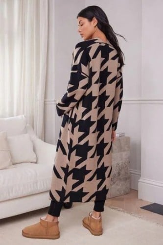 سترة كارديغان منسوجة طويلة