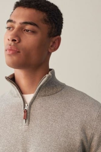 Regular Cotton Premium Zip Neck Jumper