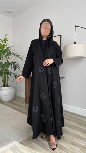 عباية كريب كتان كلوش 1005