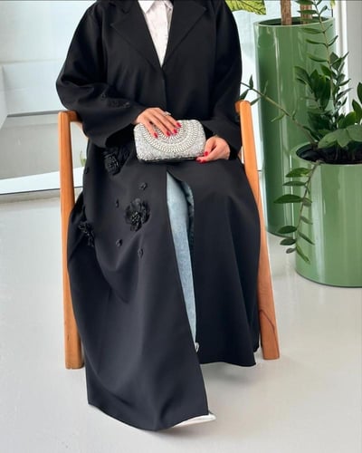 عبايه كريب كتان قصه كلوش 1057