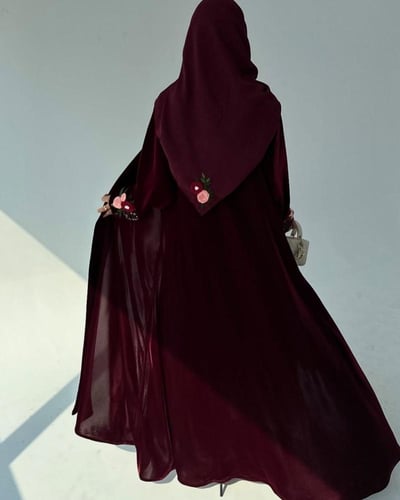 عبايه كلوش مخمل برغندي 1041