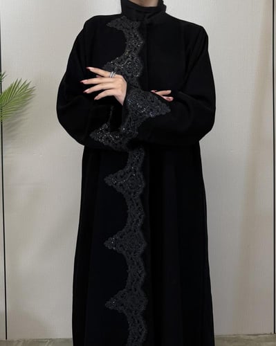 عباية كريب بدانتيل 1415