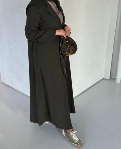 عبايه كريب زيتوني 1098