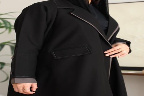 عبايه كريب كتان نص كلوش 1009