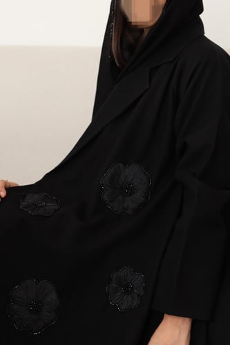 عباية كريب كتان كلوش 1005
