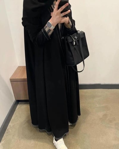 عبايه كريب كتان قصه كلوش 1038