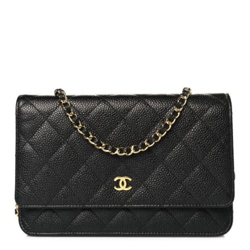 Chanel Black Caviar Quilted Wallet On Chain GHW (W...