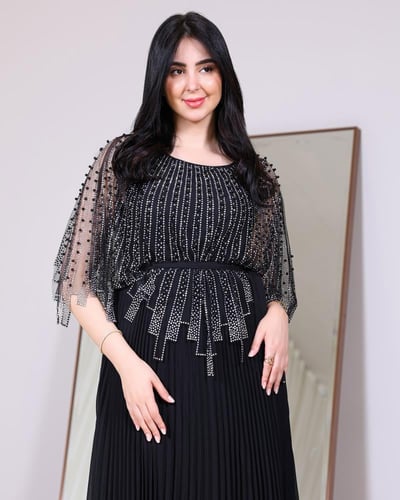 فستان سهرة شيفون بليسيه بتطريز فاخر – 3 ألوان ومقا...