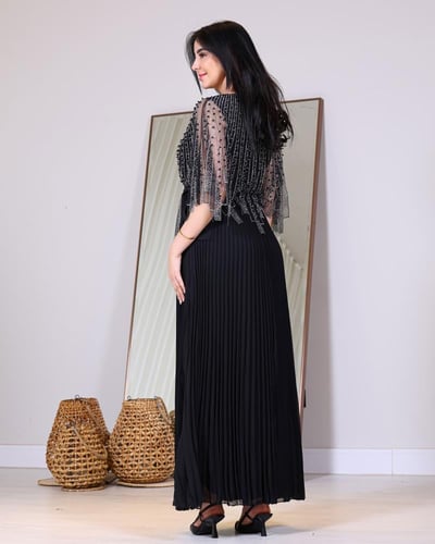 فستان سهرة شيفون بليسيه بتطريز فاخر – 3 ألوان ومقا...