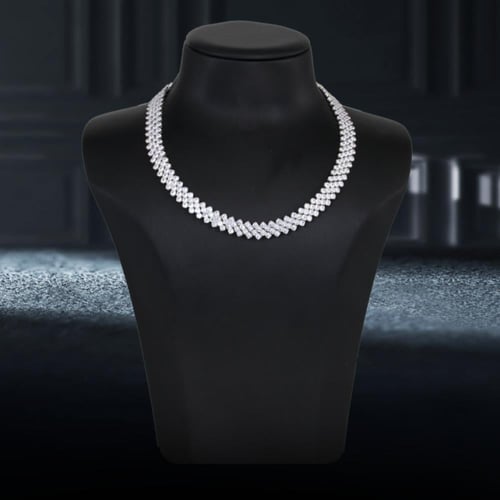 طقم زركون فضي بريق القمر