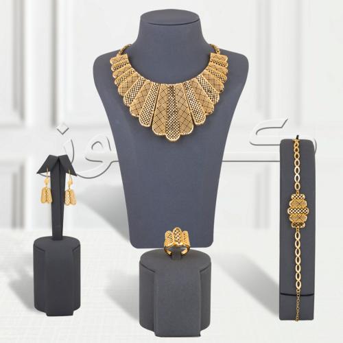 طقم طوق الورق بديل الذهب