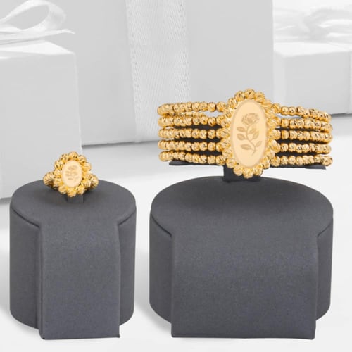 أسوارة وخاتم بديل الذهب وردة الأناقة