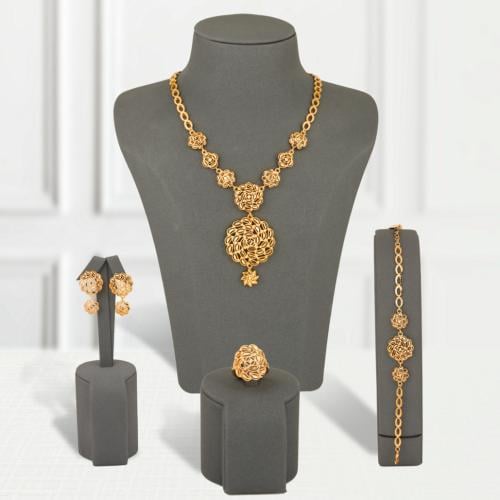 طقم بديل الذهب زهور الذهب المتناغمة