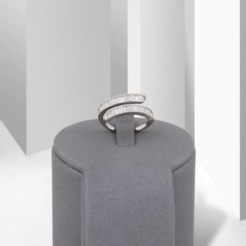 خاتم بديل الذهب صفين زركون فضي