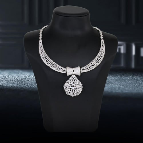 طقم بديل الذهب الجوهرة الفضية