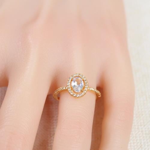 خاتم بديل الذهب بحجر زركون دائري