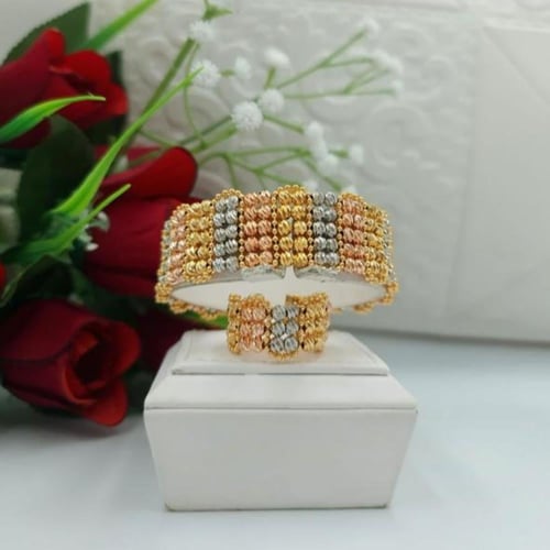 أسوارة وخاتم بديل الذهب كريستال أنيق