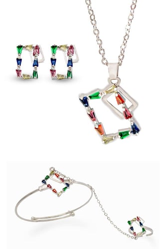 طقم اطفال بديل الذهب المربعات الكريستالية