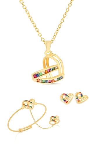 طقم اطفال بديل الذهب المرصع بالأحجار الملونة