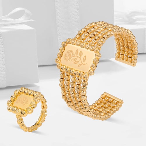 أسوارة وخاتم بديل الذهب سبائك مربع