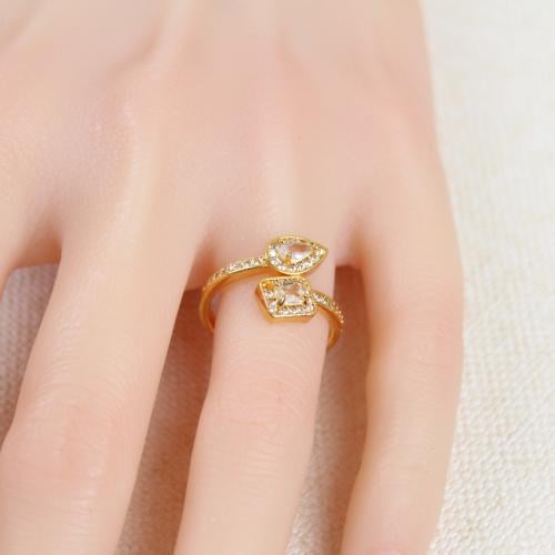 خاتم بديل الذهب بزركون متقاطع