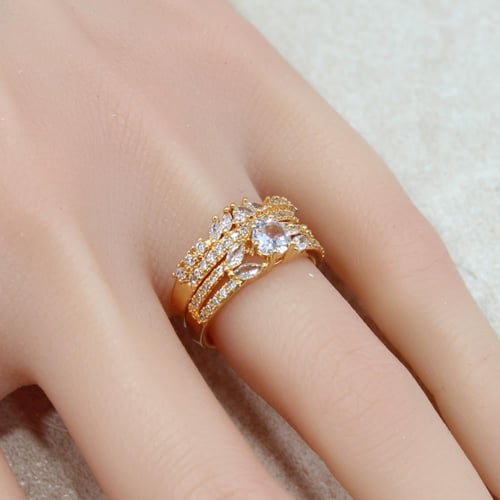 توزيعات6 خواتم بديل الذهب تونز الزركون