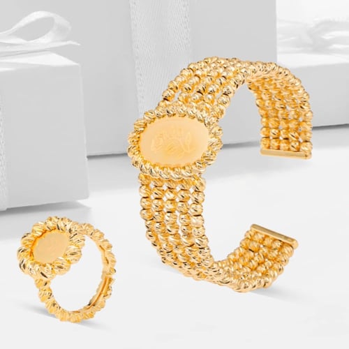 أسوارة وخاتم بديل الذهب وردة الأناقة