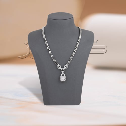 طقم قفل الزركون الفضي بديل الذهب