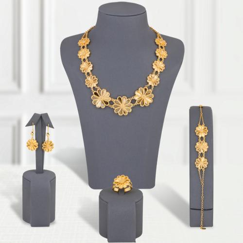 طقم زهرة الاقحوان ملكي بديل الذهب