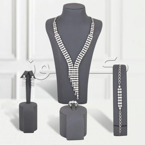 طقم شومية زركون ملكي فضي