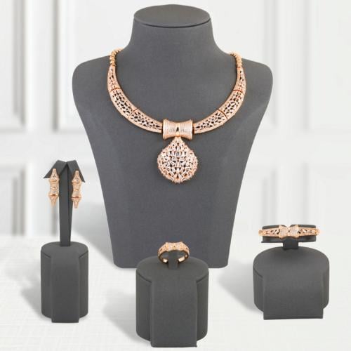 طقم بديل الذهب زهرة الكريستال