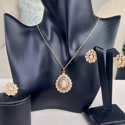 طقم شعاع الزريكون بديل الذهب