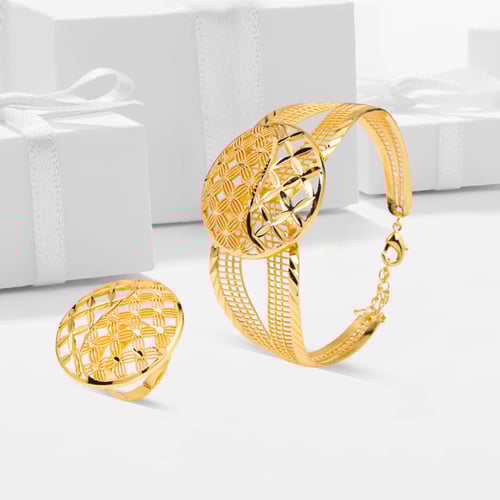 أسوارة وخاتم بديل الذهب لمسة الهلال