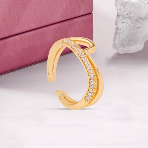 خاتم بديل الذهب المفتوح بأحجار زركون