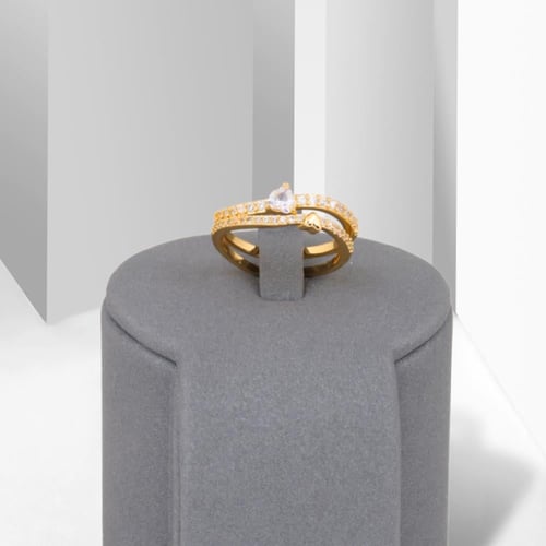 خاتم بديل الذهب مزين بالقلب والماس