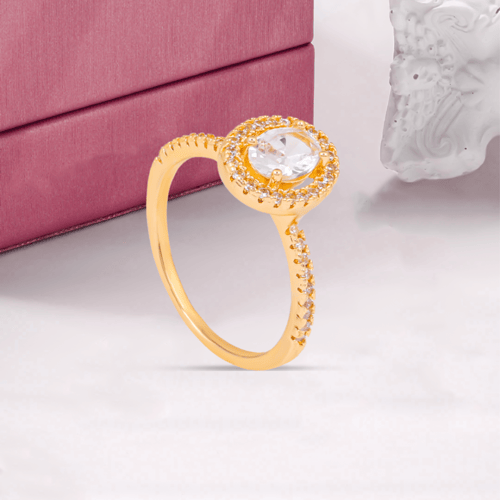 خاتم بديل الذهب بحجر زركون دائري