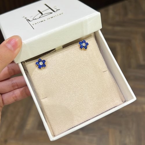 11| أقراط وردة باللون الازرق