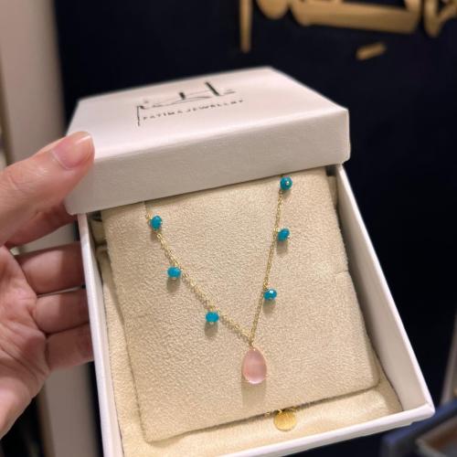 عقد احجار كريمة مع ذهب عيار18