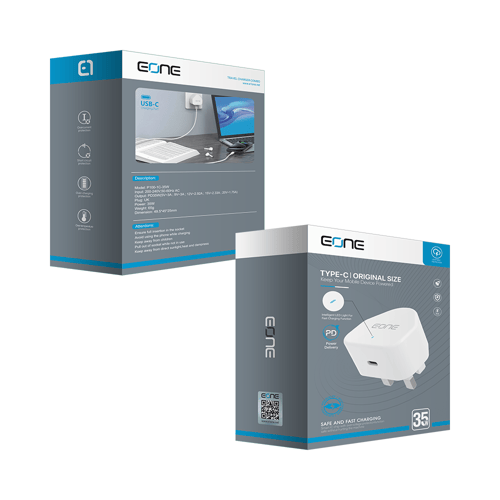شاحن جداري سريع بمنفذ Type-C بتقنية PD 35 واط من E...
