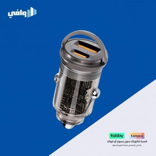 شاحن سيارة Promate بمنفذين — USB-C بقدرة 65W و USB...