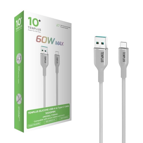 سلك شاحن سيليكون USB-A إلى Type-C من تن بلس