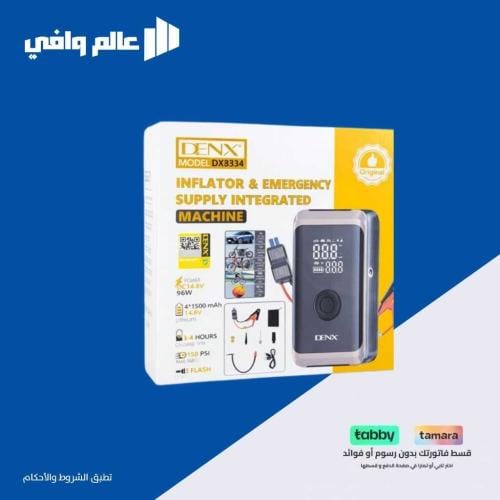 منفاخ إطارات محمول وجهاز طوارئ مدمج من ماركة DENX
