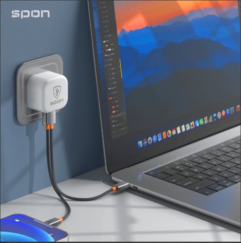راس شاحن PD بقوة 25 واط ماركة SPON يدعم ايفون 15