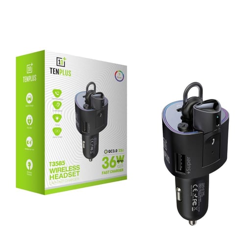 شاحن سيارة مع سماعة بلوتوث بقوة 36 واط من تن بلس