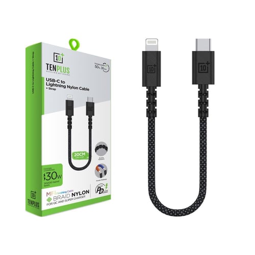 سلك شحن USB-C الي Lightning نايلون بقوة 30 واط من...